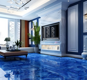 Blue Square Marble Field Tile with Stain Resistant and Submersible Properties